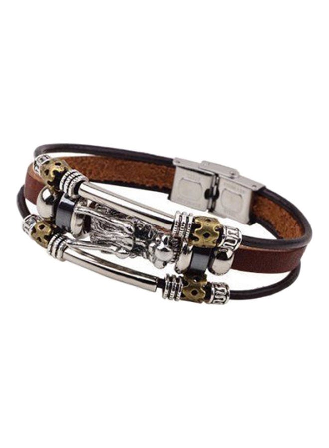 Men's Vintage Punk Faux Leather Bracelet Dragon Head Charm Multilayer Bangle  - Image 3