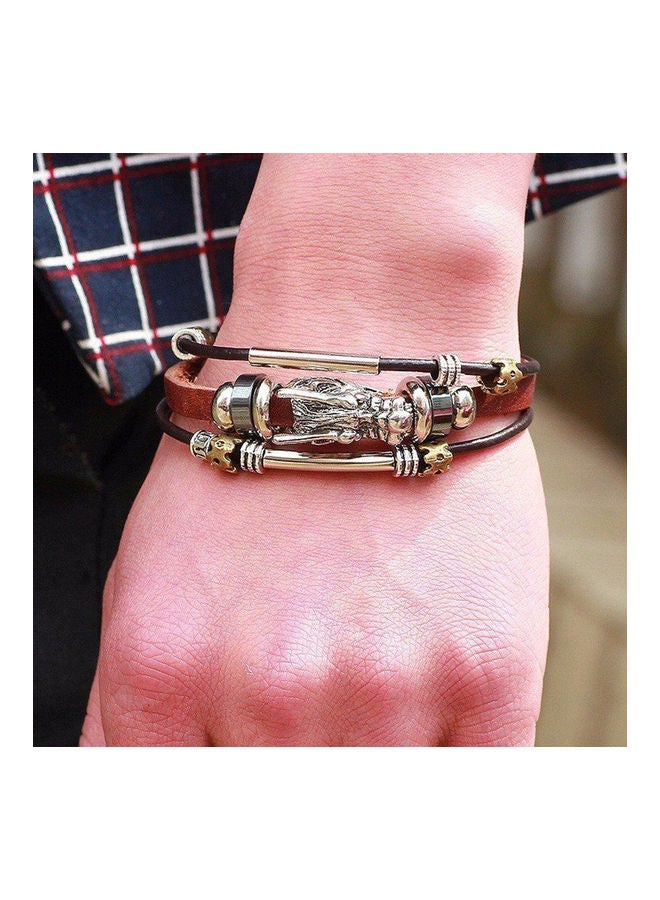 Men's Vintage Punk Faux Leather Bracelet Dragon Head Charm Multilayer Bangle  - Image 4