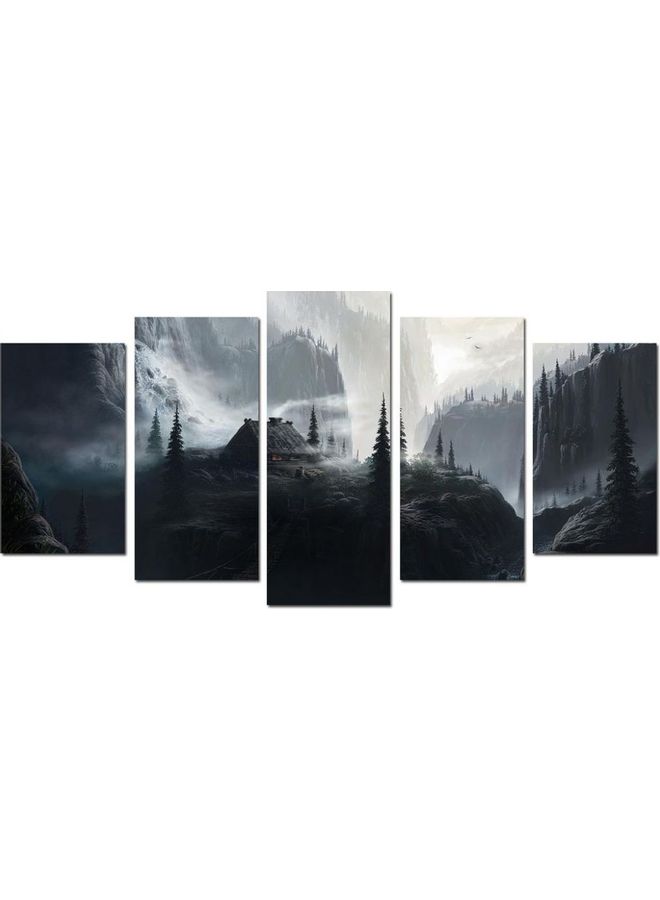 Fast Print 5-Piece Landscape & Nature Design Framed Vinyl Tableau Multicolor 150x80cm 