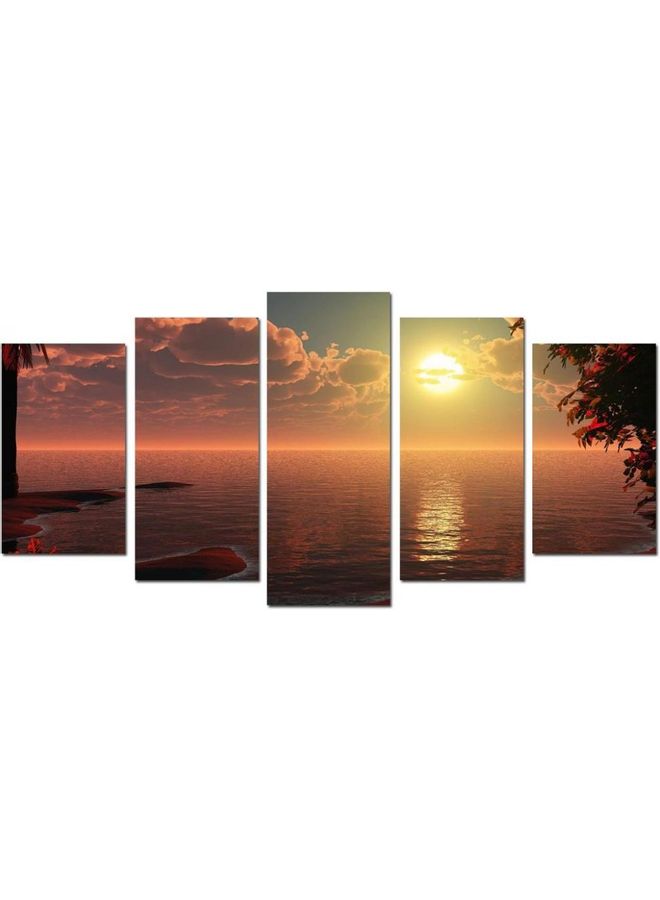 Fast Print 5-Piece Landscape & Nature Design Framed Vinyl Tableau Multicolor 150x80cm 
