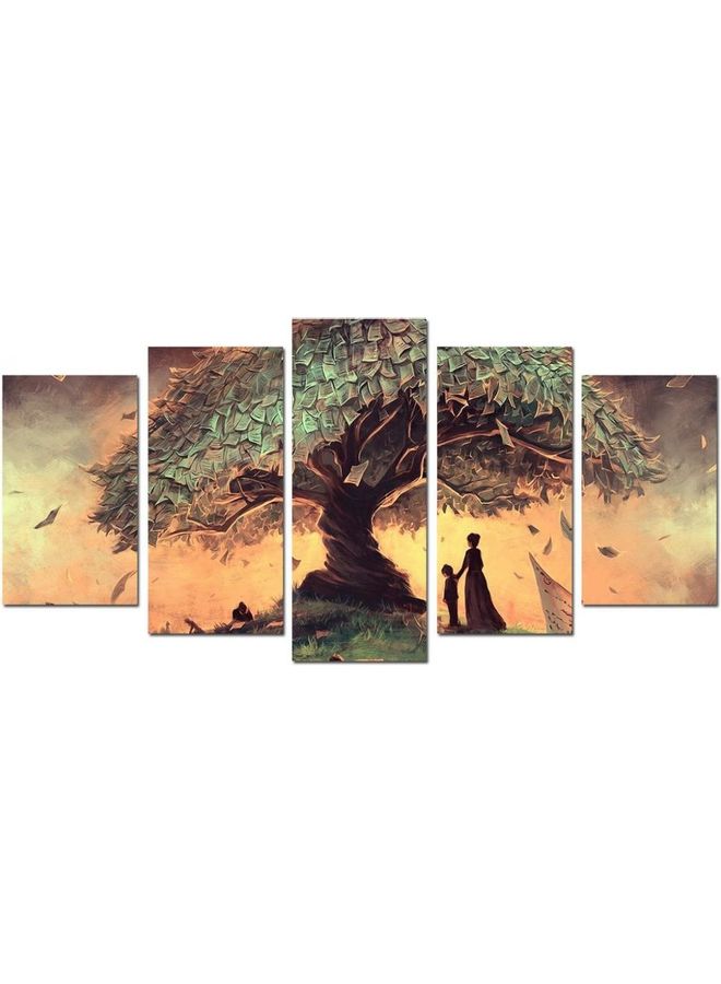 Fast Print 5-Piece Landscape & Nature Design Framed Vinyl Tableau Multicolor 150x80cm