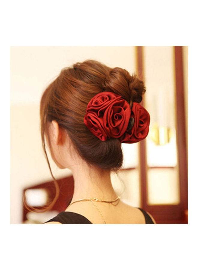 Rose Flower Hair Claws Clip Red Wine - Image 1