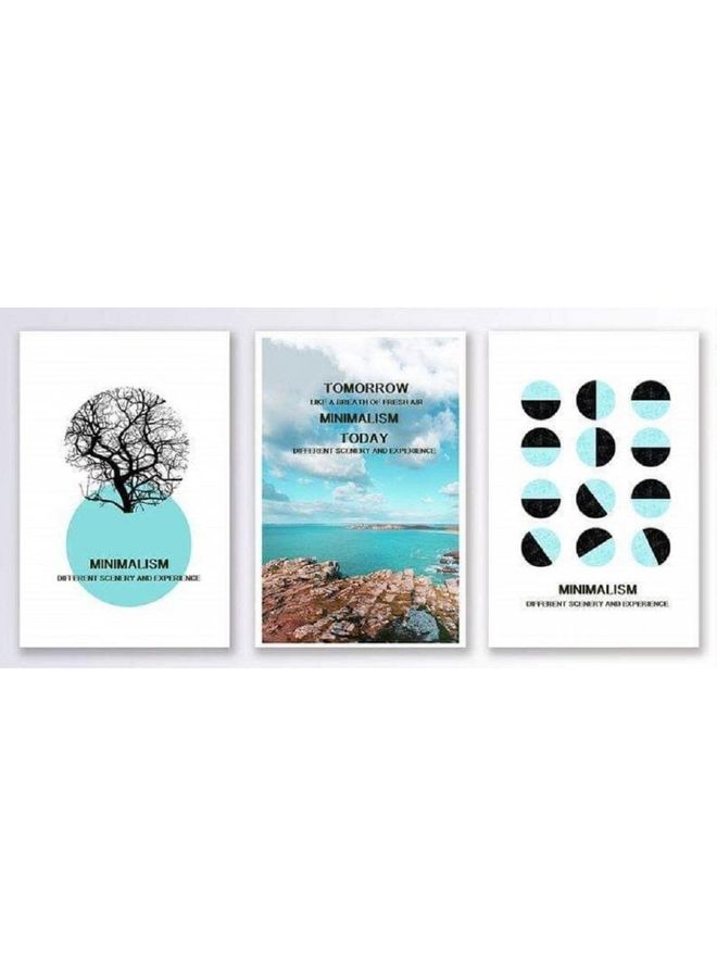 Fast Print 3-Piece Quotes Design Framed Vinyl Tableau Multicolor 99x60cm