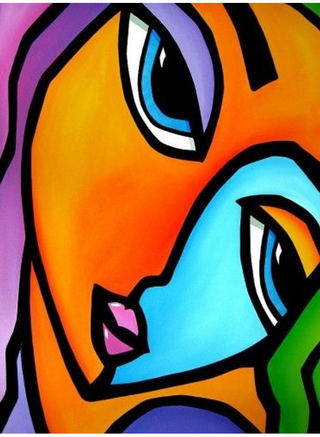 Fast Print Modern Design Framed Vinyl Tableau Multicolor 100x70cm