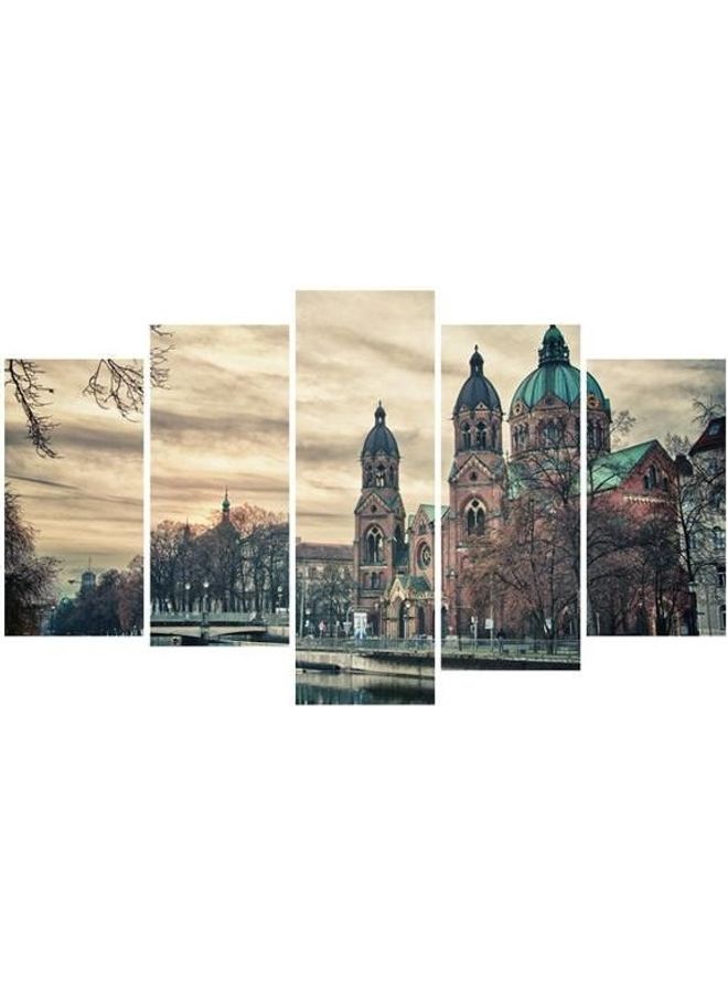 فاست برينت طقم تابلوه من الفينيل بتصميم المناظر الطبيعية والطبيعة مكون من 5 قطع متعدد الألوان 100x60سم