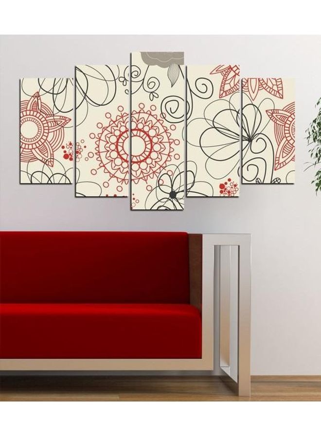 Fast Print 5-Piece Abstract Design Framed Vinyl Tableau Multicolor 100x60cm 