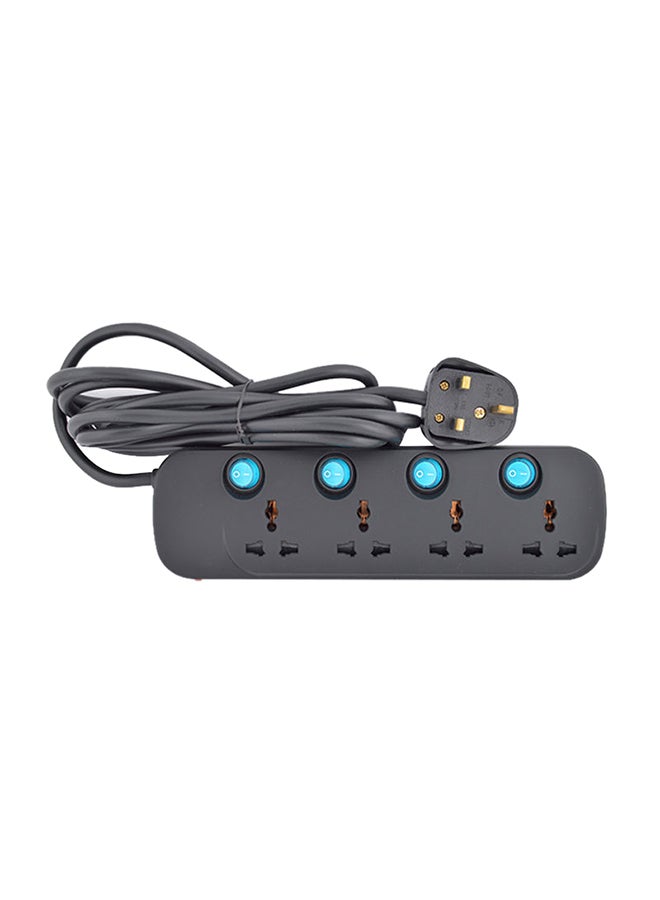 Terminator 4 Way Universal Power Extension Socket Black 5meter 