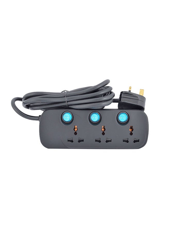 Terminator 3 Way Universal Power Extension Socket Black 3meter