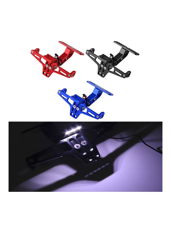 Generic Universal CNC Motorcycle Adjustable Angle Aluminum License Number Plate Frame Holder Bracket with 4pcs Turn Signal lights  Blue  - Image 5