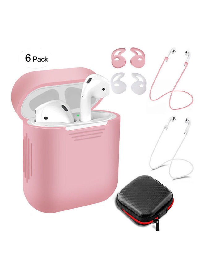 6-Piece Protective Case Cover For Apple AirPods Set Pink - Image 1