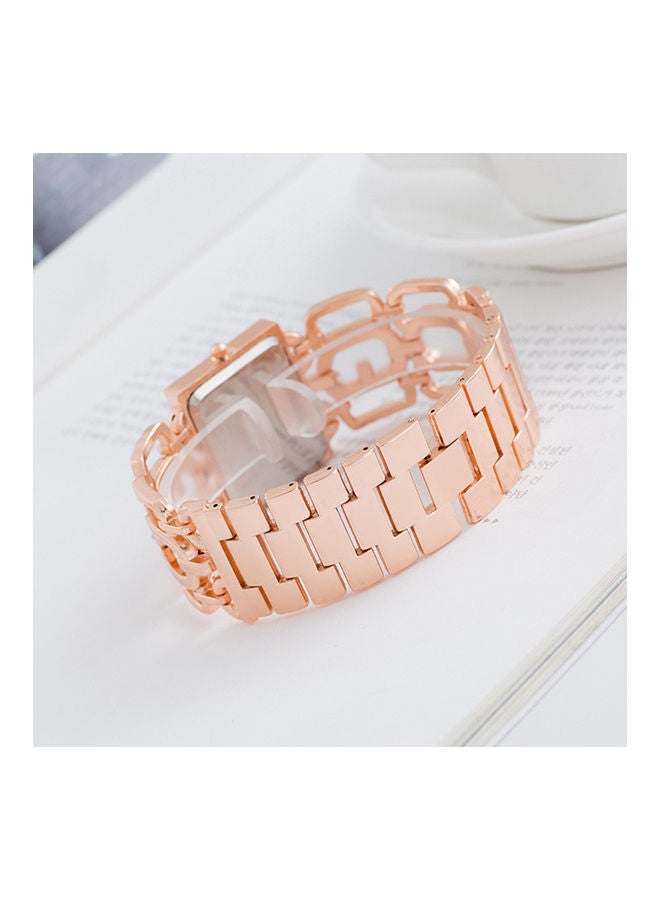 Women Stylish Elegant Square Dial Crystal Hollow Steel Band Quartz Watch - Image 2