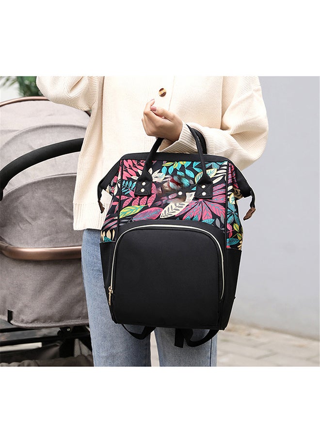 Kidle - Multifunctional Large Capacity Leaf Printed Mommy Diaper Bag, 18-24 Months - Black - Image 1