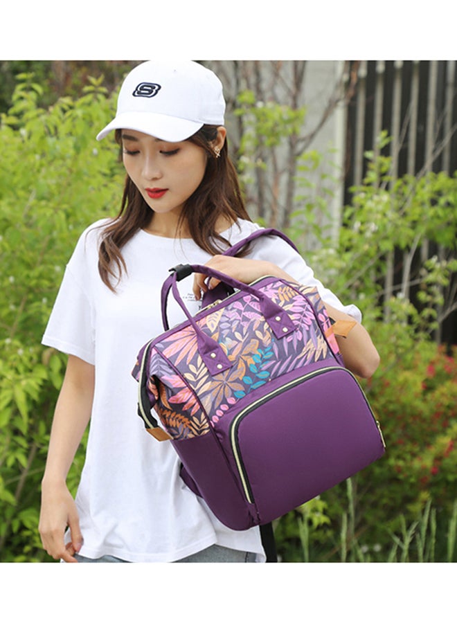 Kidle - Large Capacity Printed Mommy Diaper Bag, Cushioned, Adjustable, 18-24M - Purple - Image 1