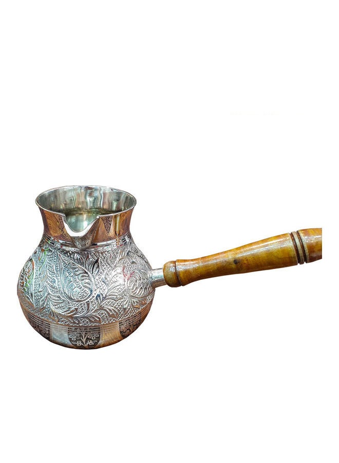 جولدن كرافت Brass Coffee Warmer With Handle Silver/Brown - Image 3