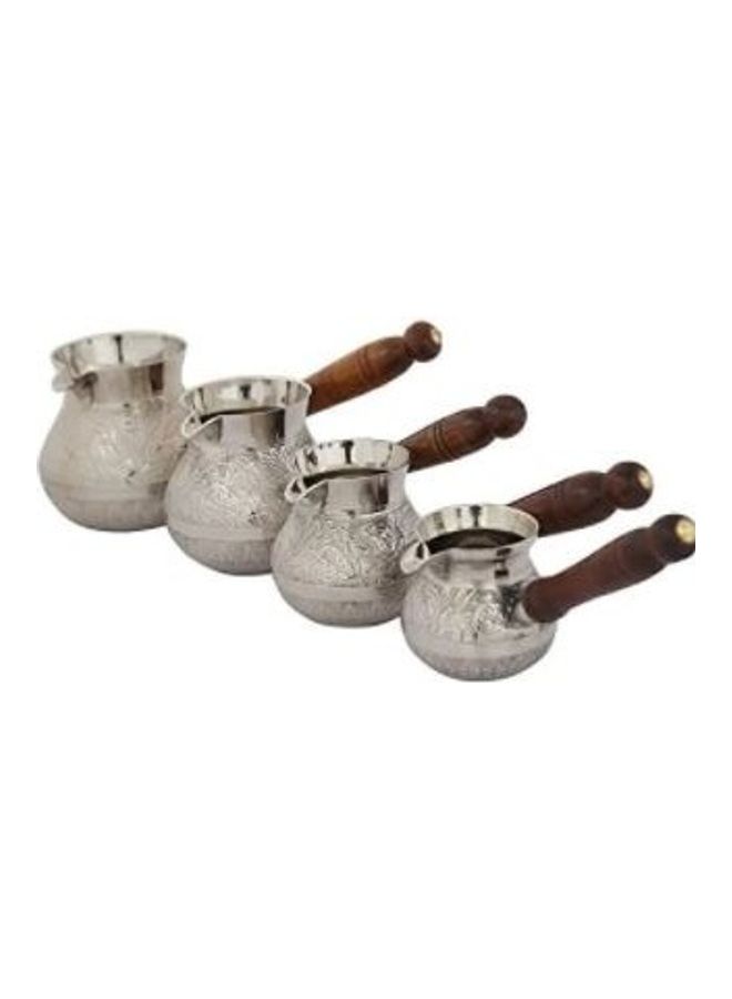 جولدن كرافت Brass Coffee Warmer With Handle Silver/Brown - Image 2