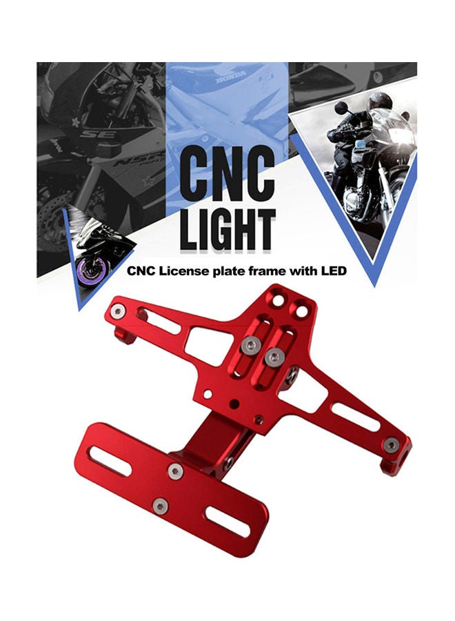 Generic Universal CNC Motorcycle Adjustable Angle Aluminum License Number Plate Frame Holder Bracket with 4pcs Turn Signal lights  Red - Image 5