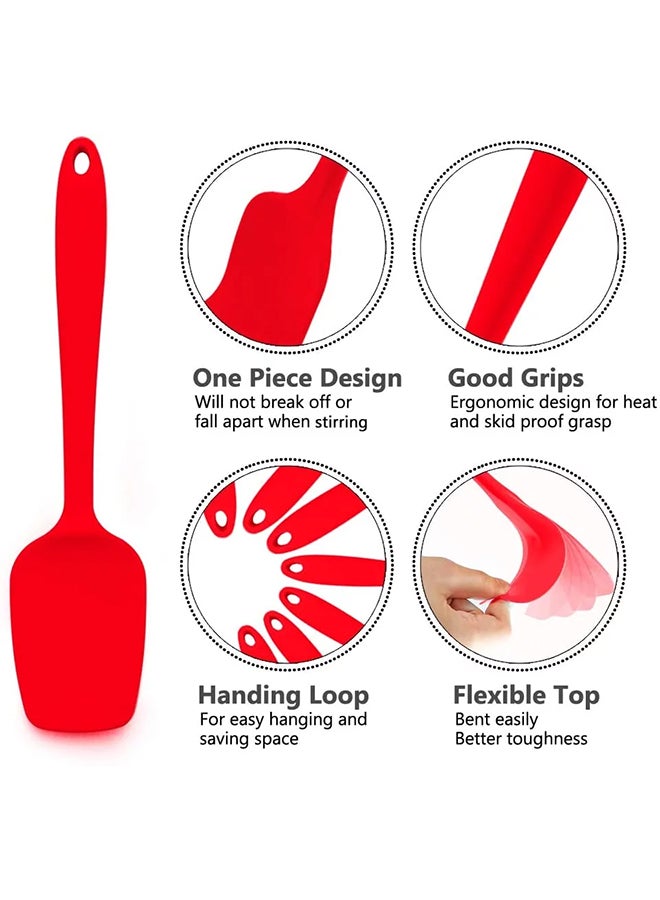 Generic 6-Pieces Flexible Non-Stick Heat Resistant Silicone Spatula For Cooking, Baking And Mixing Red  - Image 3