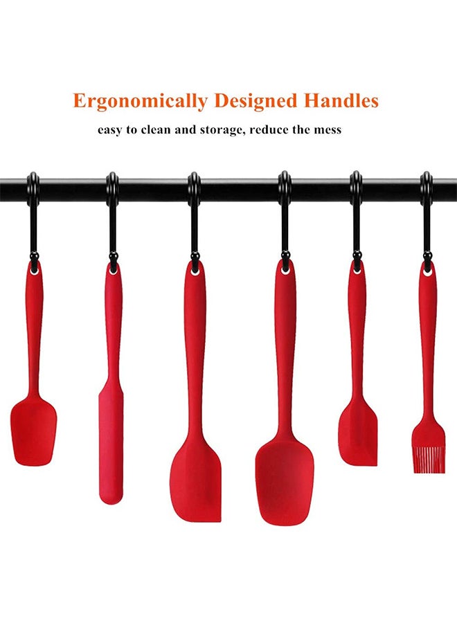 Generic 6-Pieces Flexible Non-Stick Heat Resistant Silicone Spatula For Cooking, Baking And Mixing Red  - Image 4