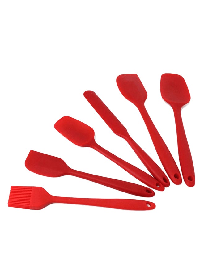 Generic 6-Pieces Flexible Non-Stick Heat Resistant Silicone Spatula For Cooking, Baking And Mixing Red  - Image 1