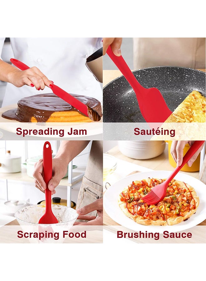 Generic - 6-Pieces Flexible Non-Stick Heat Resistant Silicone Spatula For Cooking, Baking And Mixing Red - Image 1