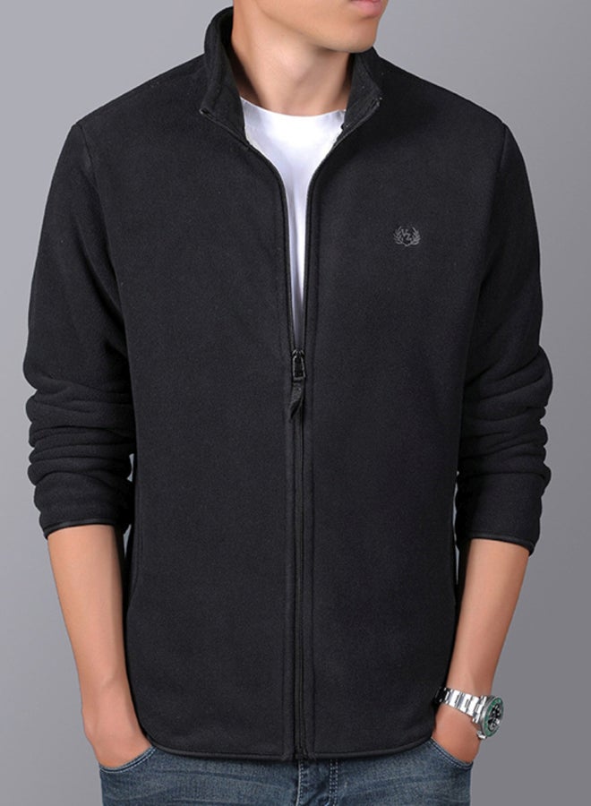 Men's coat Fleece Jacket long sleeve coat 2020 men's wear black  - Image 2