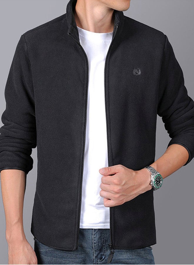 Men's coat Fleece Jacket long sleeve coat 2020 men's wear black  - Image 3