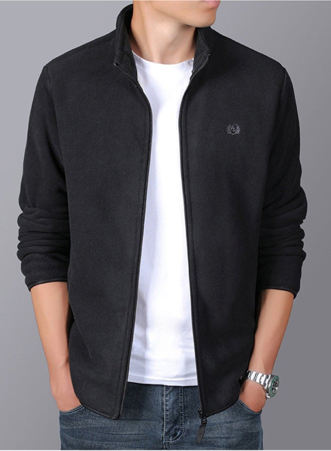 Men's coat Fleece Jacket long sleeve coat 2020 men's wear black  - Image 4