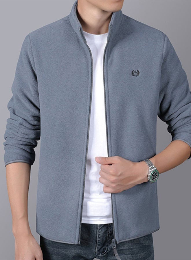 Men's coat Fleece Jacket long sleeve coat 2020 men's wear grey  - Image 3
