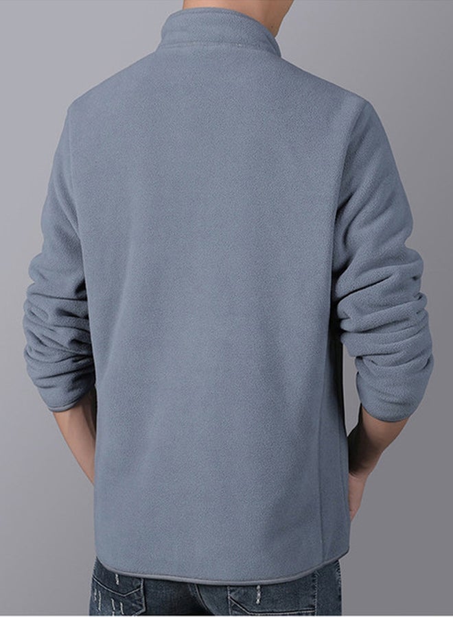 Men's coat Fleece Jacket long sleeve coat 2020 men's wear grey  - Image 2