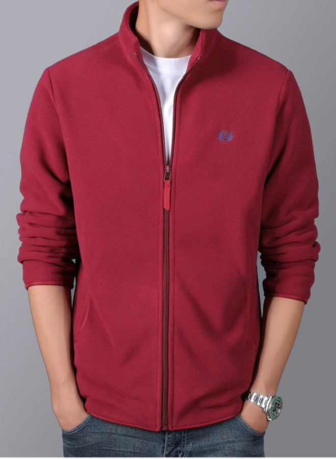 Men's coat Fleece Jacket long sleeve coat 2020 men's wear red  - Image 2