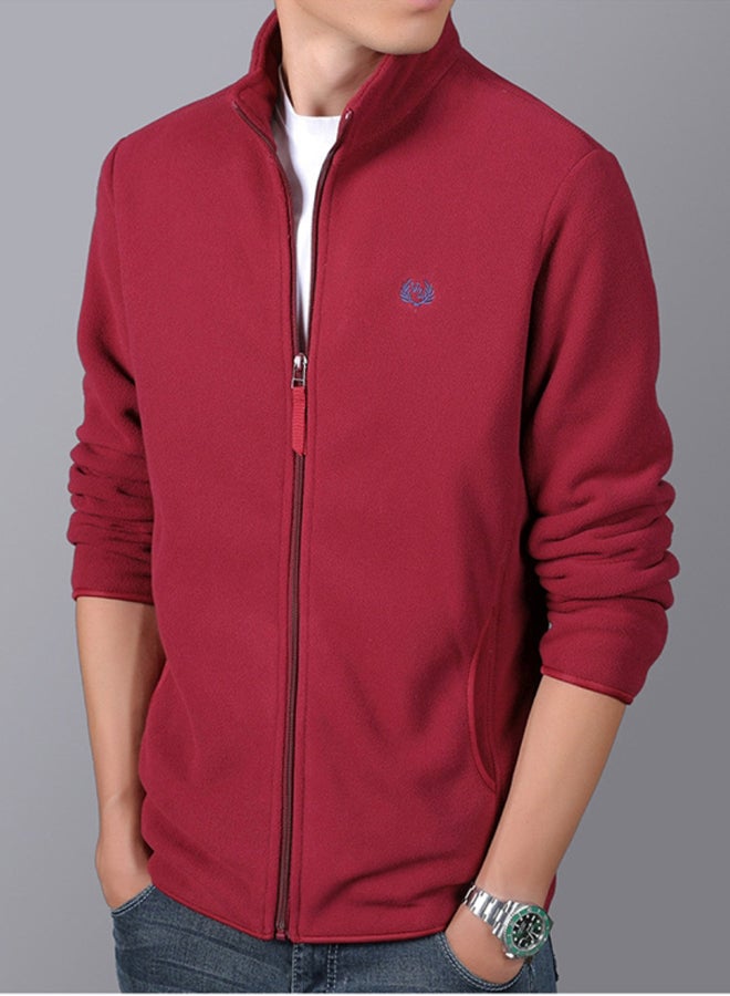 Men's coat Fleece Jacket long sleeve coat 2020 men's wear red  - Image 3