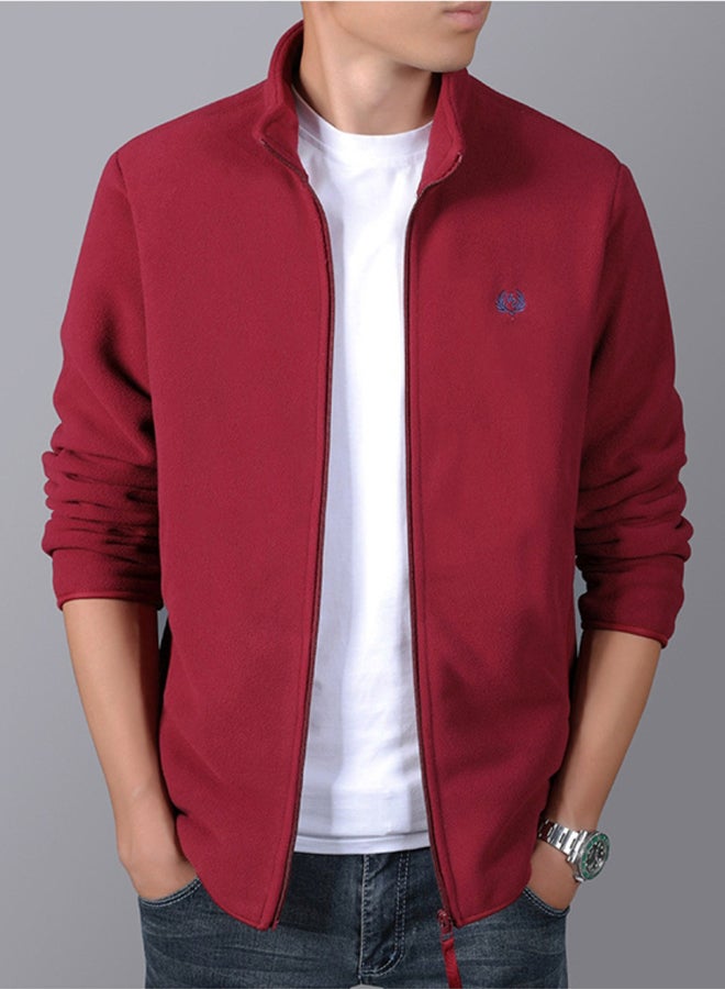 Men's coat Fleece Jacket long sleeve coat 2020 men's wear red  - Image 4