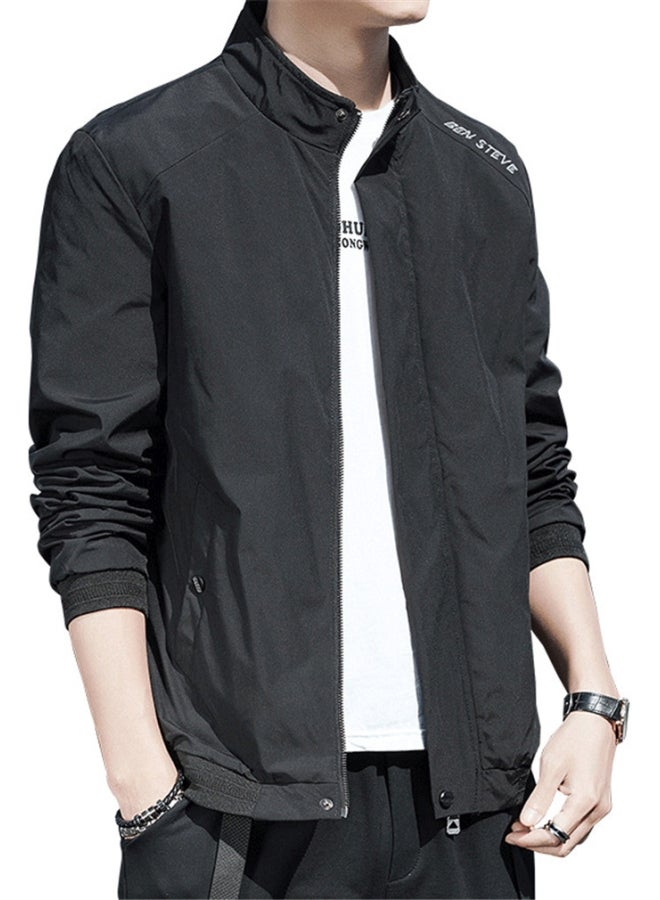 Autumn men's jacket 2020 new casual coat youth trend men's stand collar Baseball Jacket black  - Image 1