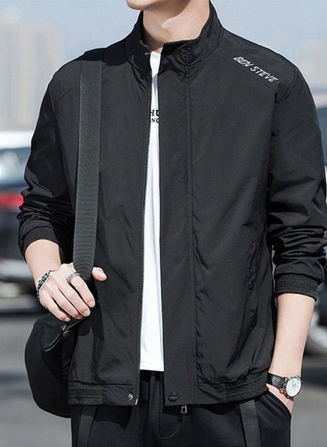 Autumn men's jacket 2020 new casual coat youth trend men's stand collar Baseball Jacket black  - Image 2