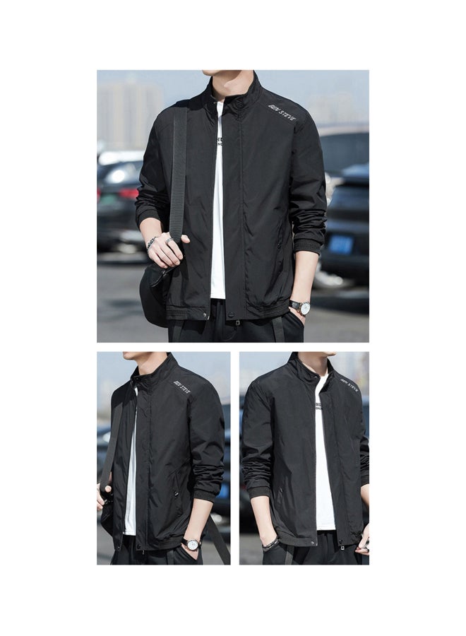 Autumn men's jacket 2020 new casual coat youth trend men's stand collar Baseball Jacket black  - Image 4