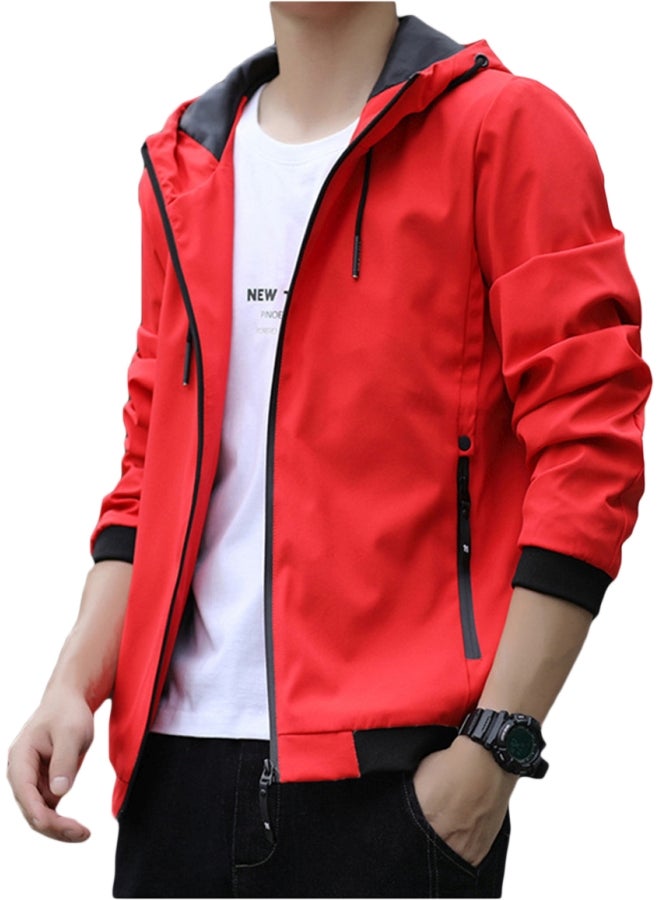 2020 new men's coat trend casual youth work jacket red  - Image 1