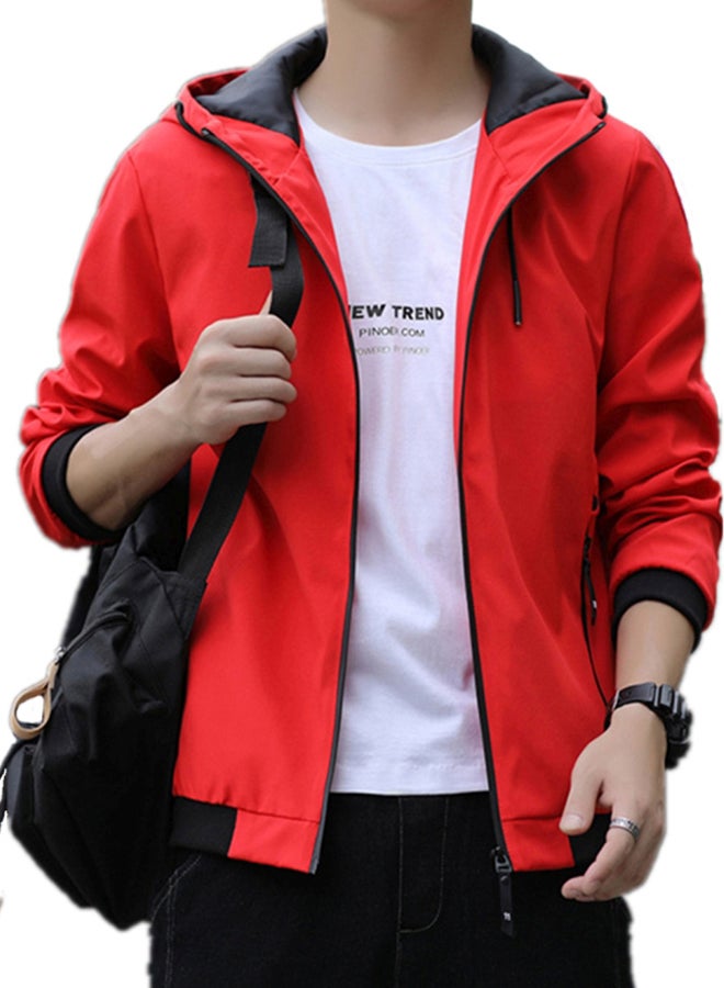 2020 new men's coat trend casual youth work jacket red  - Image 3