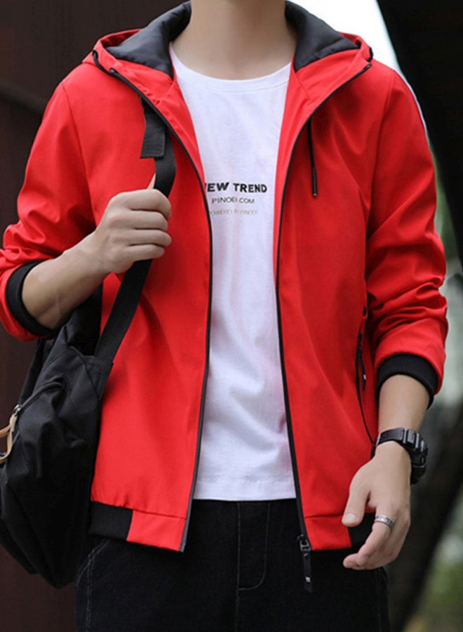 2020 new men's coat trend casual youth work jacket red  - Image 4