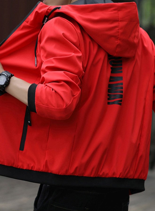 2020 new men's coat trend casual youth work jacket red  - Image 2