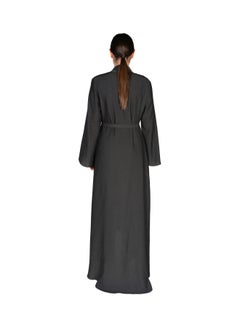 Sana'a Kayum Reversible Front Open Lapel Abaya Black  - Image 2