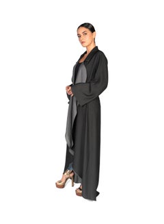 Sana'a Kayum Reversible Front Open Lapel Abaya Black  - Image 3