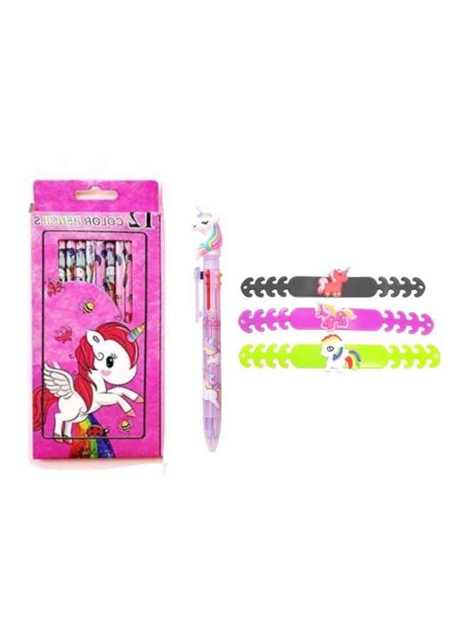 Miracle Empire Girls Kids set of unicorn multi color pen, colours colors and cup plate mug and 3 mask holders multicolour  - Image 4