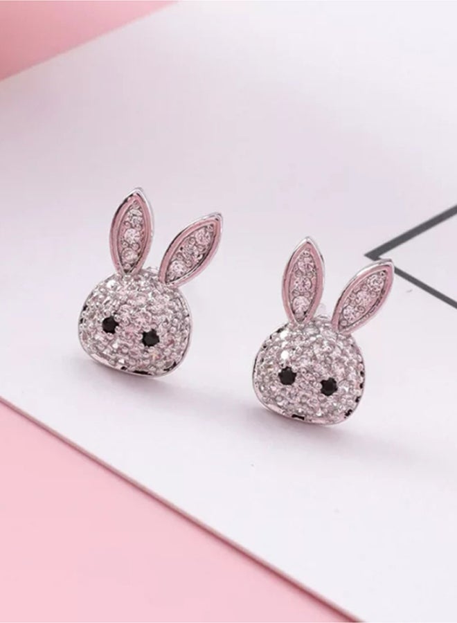 Bunny earrings gold plated circons for girls kids fashion party multicolour  - Image 3