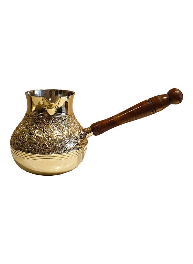 جولدن كرافت وعاء تسخين القهوة من النحاس الأصفر مزود بمقبض ذهب / بني - Image 1