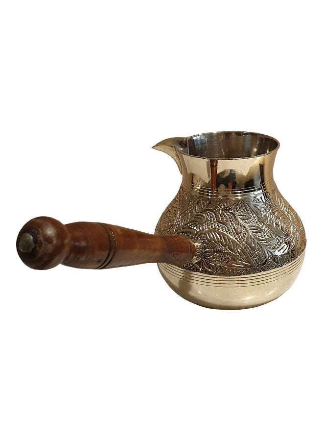 جولدن كرافت وعاء تسخين القهوة من النحاس الأصفر مزود بمقبض ذهب / بني - Image 2