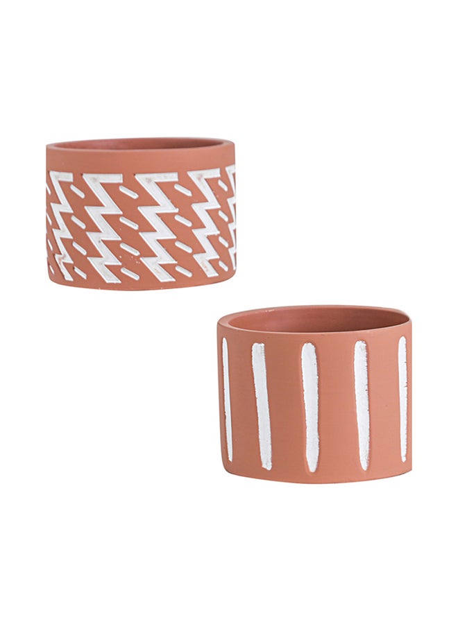 Shuer 2-Piece Premium Decorative Flower Pot Set Brown/White 12.5x9cm - Image 1