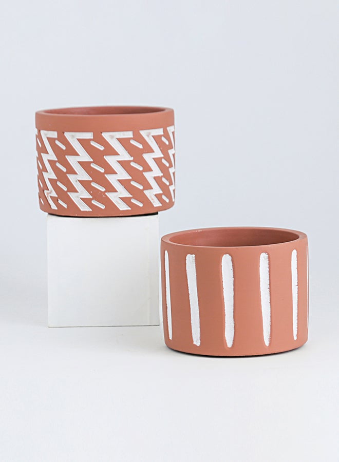 Shuer 2-Piece Premium Decorative Flower Pot Set Brown/White 12.5x9cm - Image 2