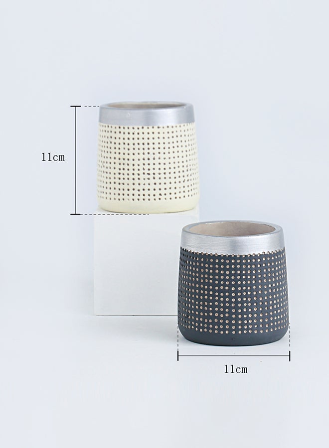 Shuer 2-Piece Modern Indoor Ceramic Flower Pot Set Multicolour 11cm  - Image 4