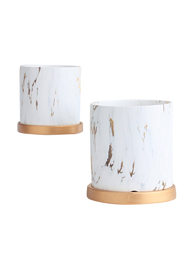 شور وعاء زهور نوردك مزخرف دائري من قطعتين مع حامل خشبي وعاء نباتات بسيط حديث للشرفة المنزلية، عرض النافذة، زراعة الحديقة - Image 1