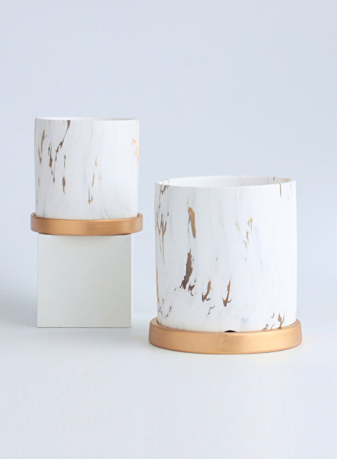 شور وعاء زهور نوردك مزخرف دائري من قطعتين مع حامل خشبي وعاء نباتات بسيط حديث للشرفة المنزلية، عرض النافذة، زراعة الحديقة - Image 3